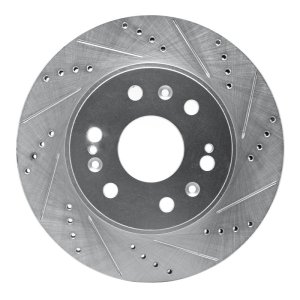 Cadillac Escalade EXT Brake Rotor (1) - Front Right - R1 Concepts - Drilled & Slotted - Silver - `05-`20